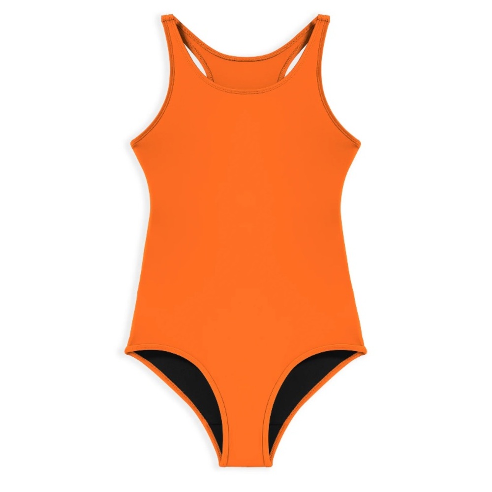 Orange One-Piece Swim Suit - Women's Athletic Style